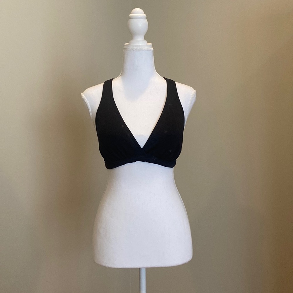 Black Bikini Top with Strappy Racerback Design